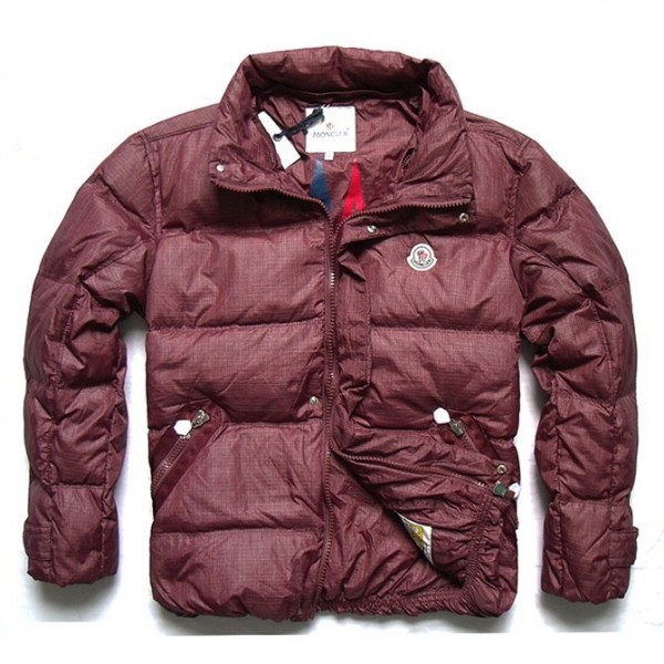 Moncler Claret Mock Collar Zipper Slash e tasche Uomo Giacche uscita